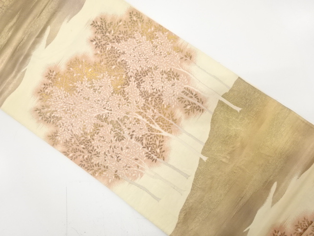 アンティーク　霞に樹木模様織り出し袋帯（材料）